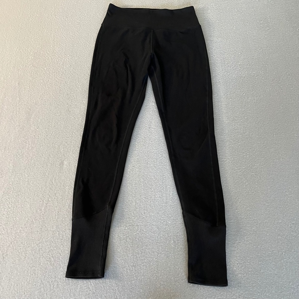 Alo Yoga Womens High Waist Ribbed Cuff Leggings Black Size M Activewear Yoga - Picture 2 of 8